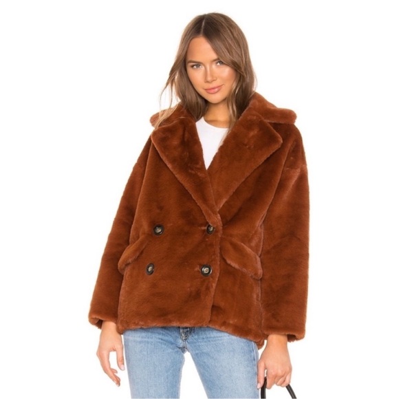 Free People: Brown Kate Faux Fur Coat - Picture 5 of 14